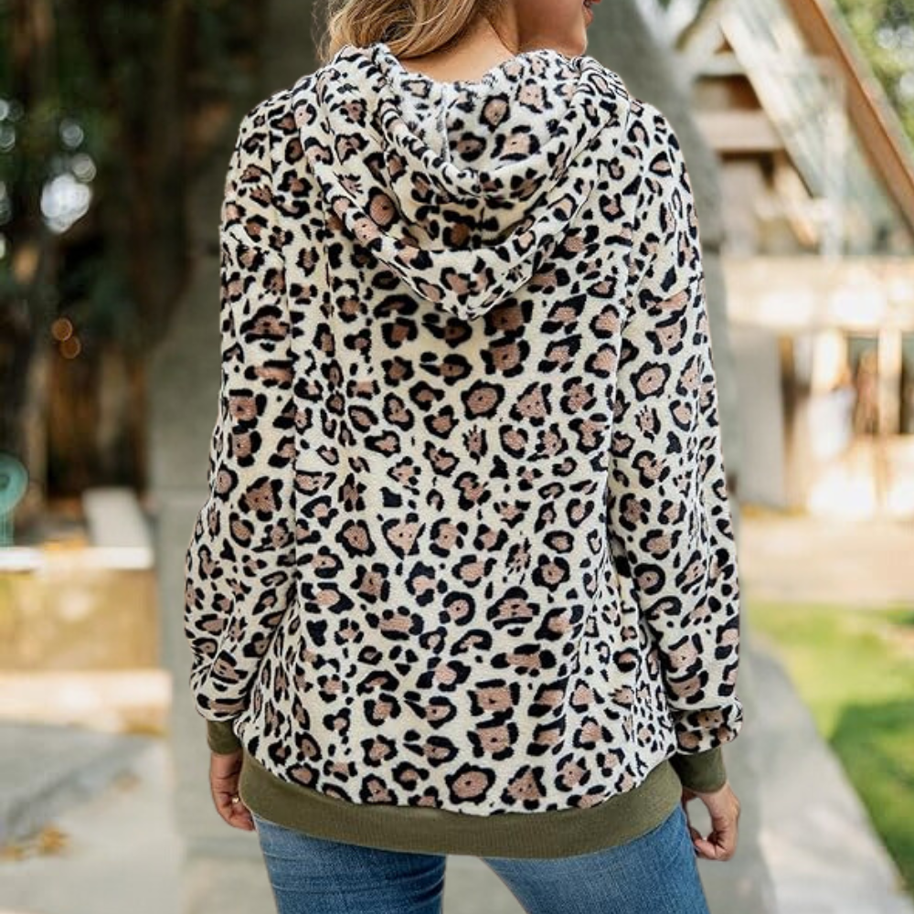 Stilla | Stilet Leopardmønster Vinter Hoodie til Kvinder Online Hot Salg