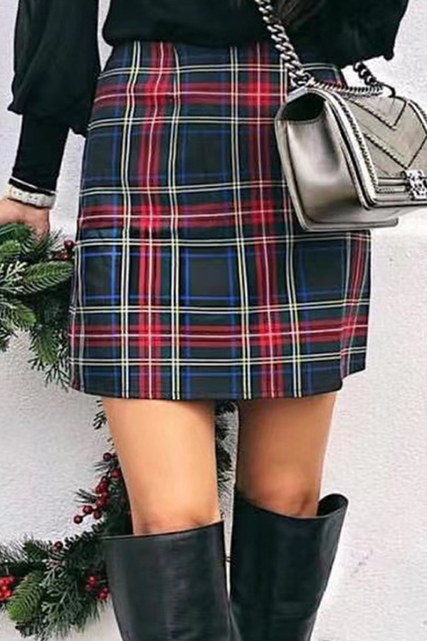 Stilla | Mode Elegant Plaid Type A-fuldt Print Bund Hot på udsalg