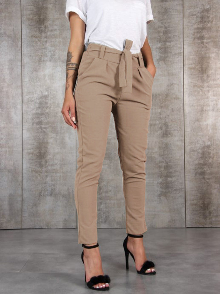 Stilla | Silke Chiffon Slim-fit Bukser Med Elastisk Talje Og Taljebånd Online