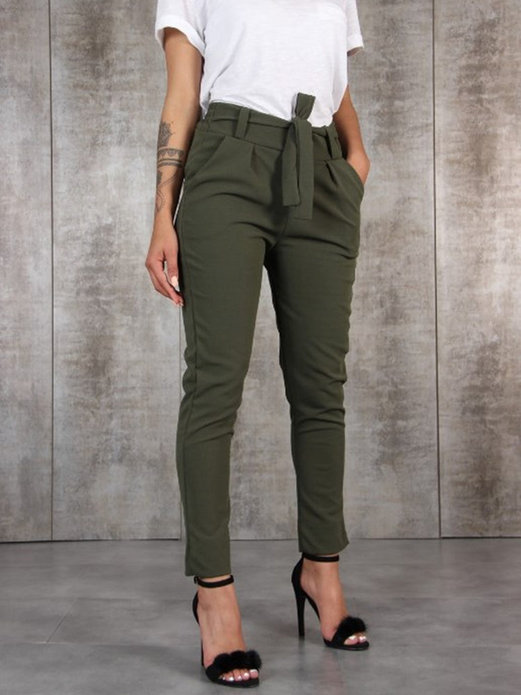 Stilla | Silke Chiffon Slim-fit Bukser Med Elastisk Talje Og Taljebånd Online