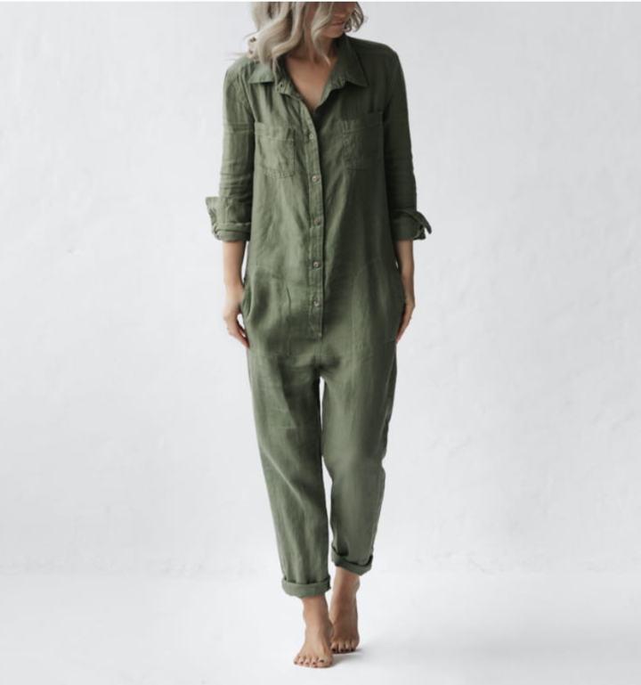 Stilla | Alsidig grøn bomuldsjumpsuit Levere