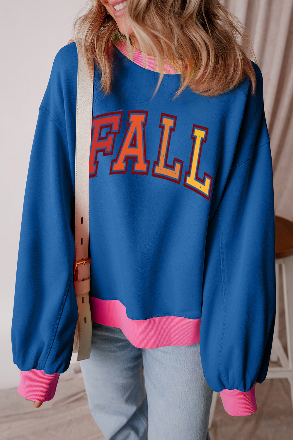 Stilla | Bogstaver Grafik Kontrast Langærmet Sweatshirt Online Hot Salg
