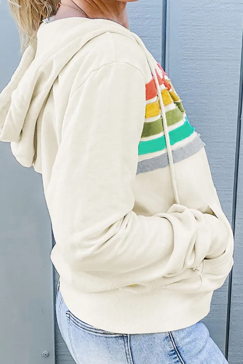 Stilla | Snørrelukning Kontrast Lynlås Lange Ærmer Hoodie Levere