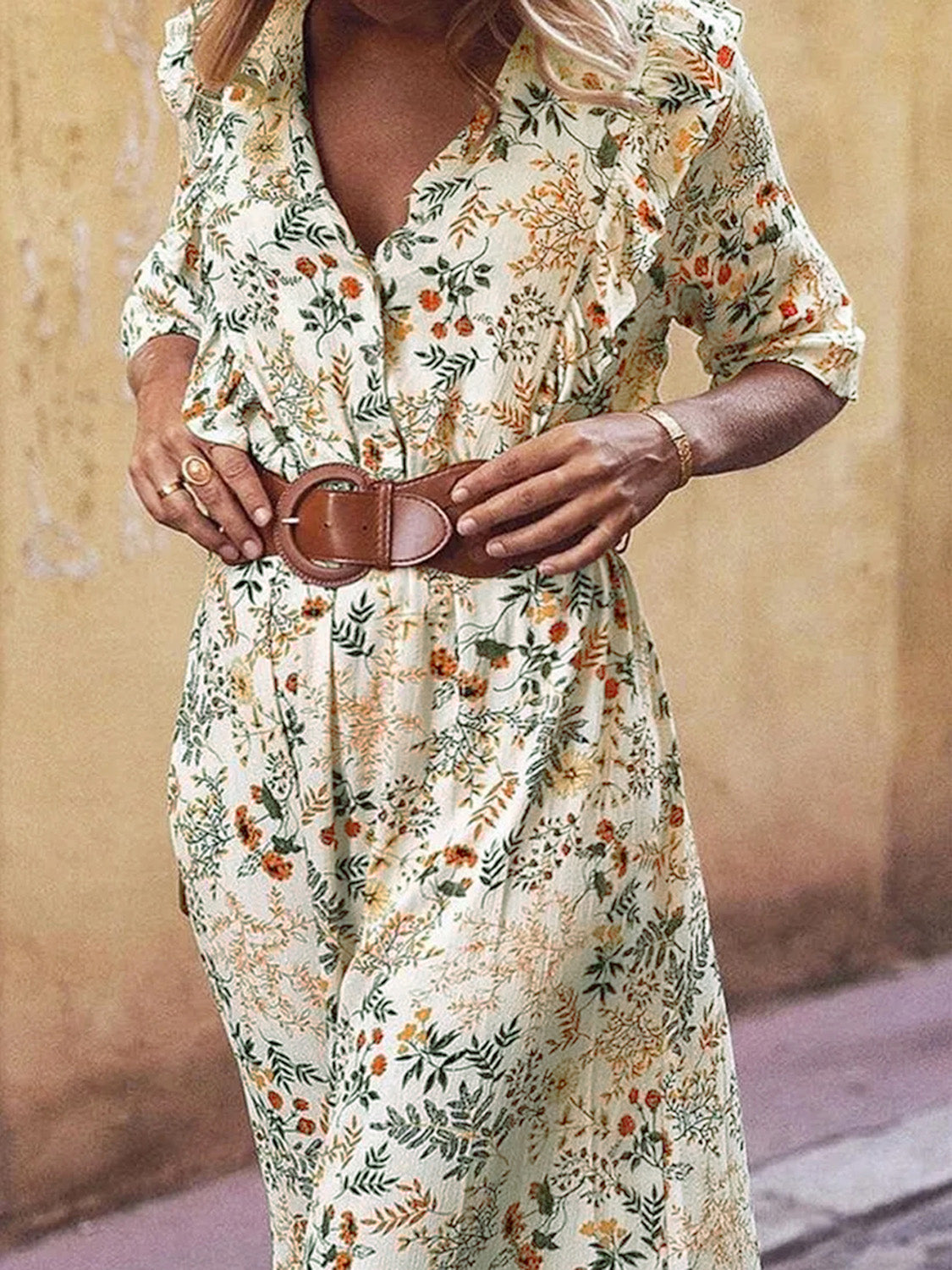 Stilla | Cutout Flounce Sleeve Dress