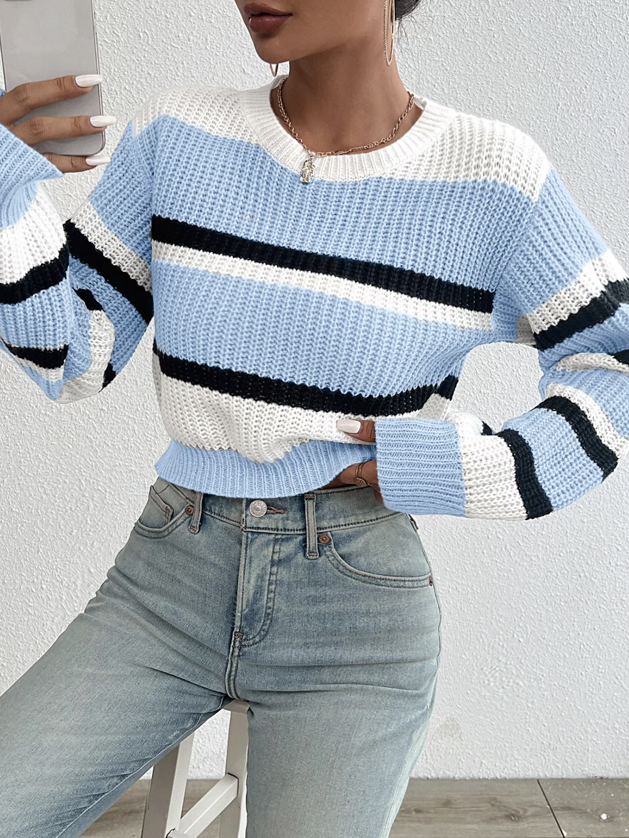 Stilla | Strikket Kort Sweater Online salg