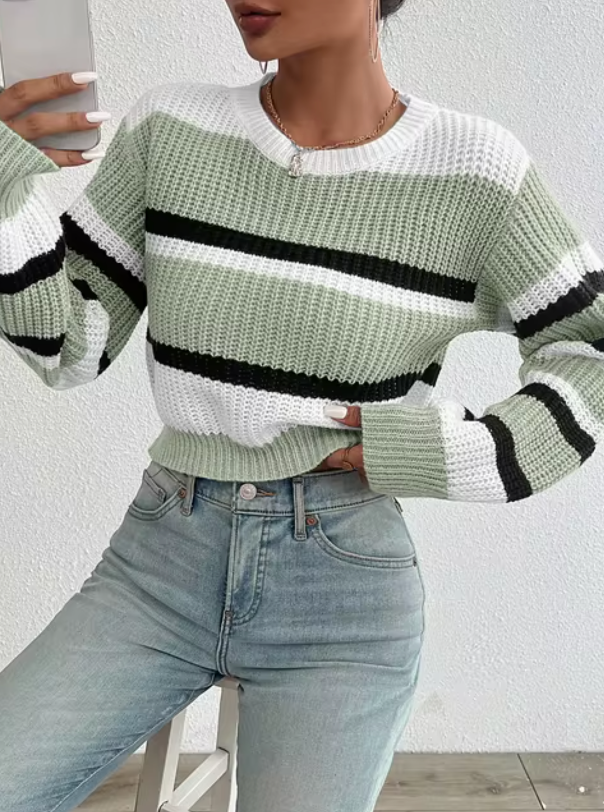 Stilla | Strikket Kort Sweater Online salg