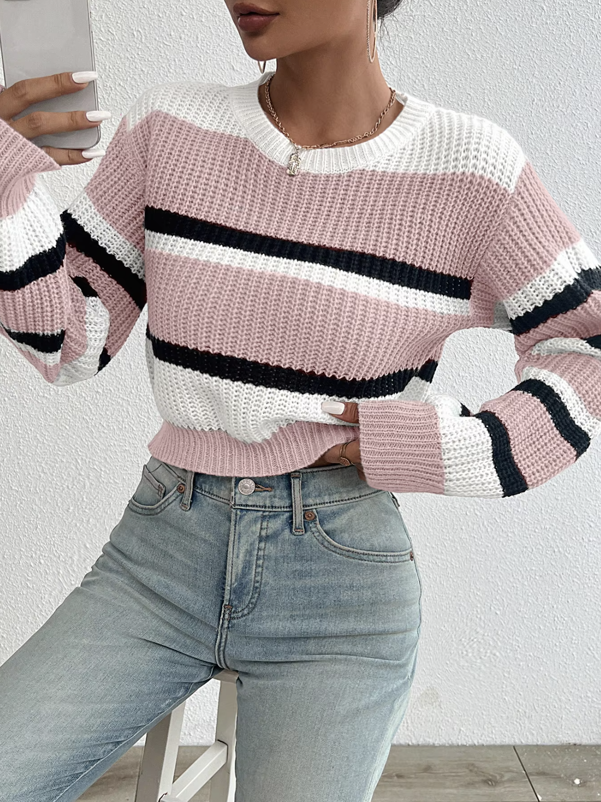 Stilla | Strikket Kort Sweater Online salg