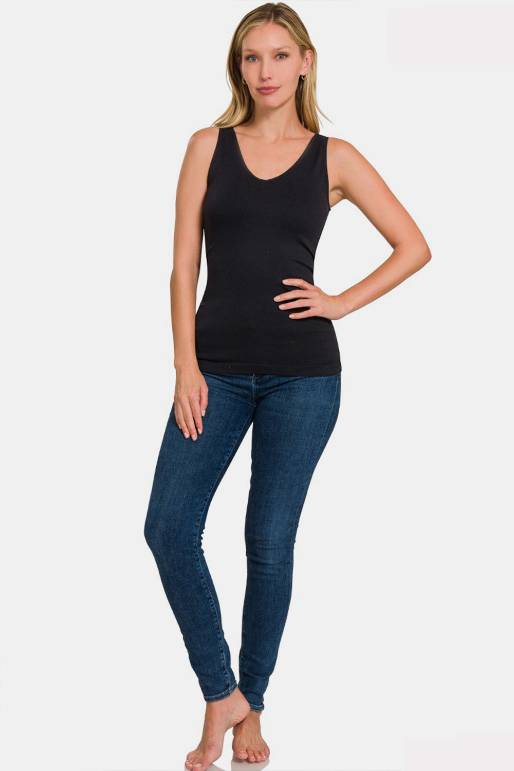 Stilla | FRONT & BACK 2-VEJS V-HALS / U-HALS SEAMLESS TANK Udsalg