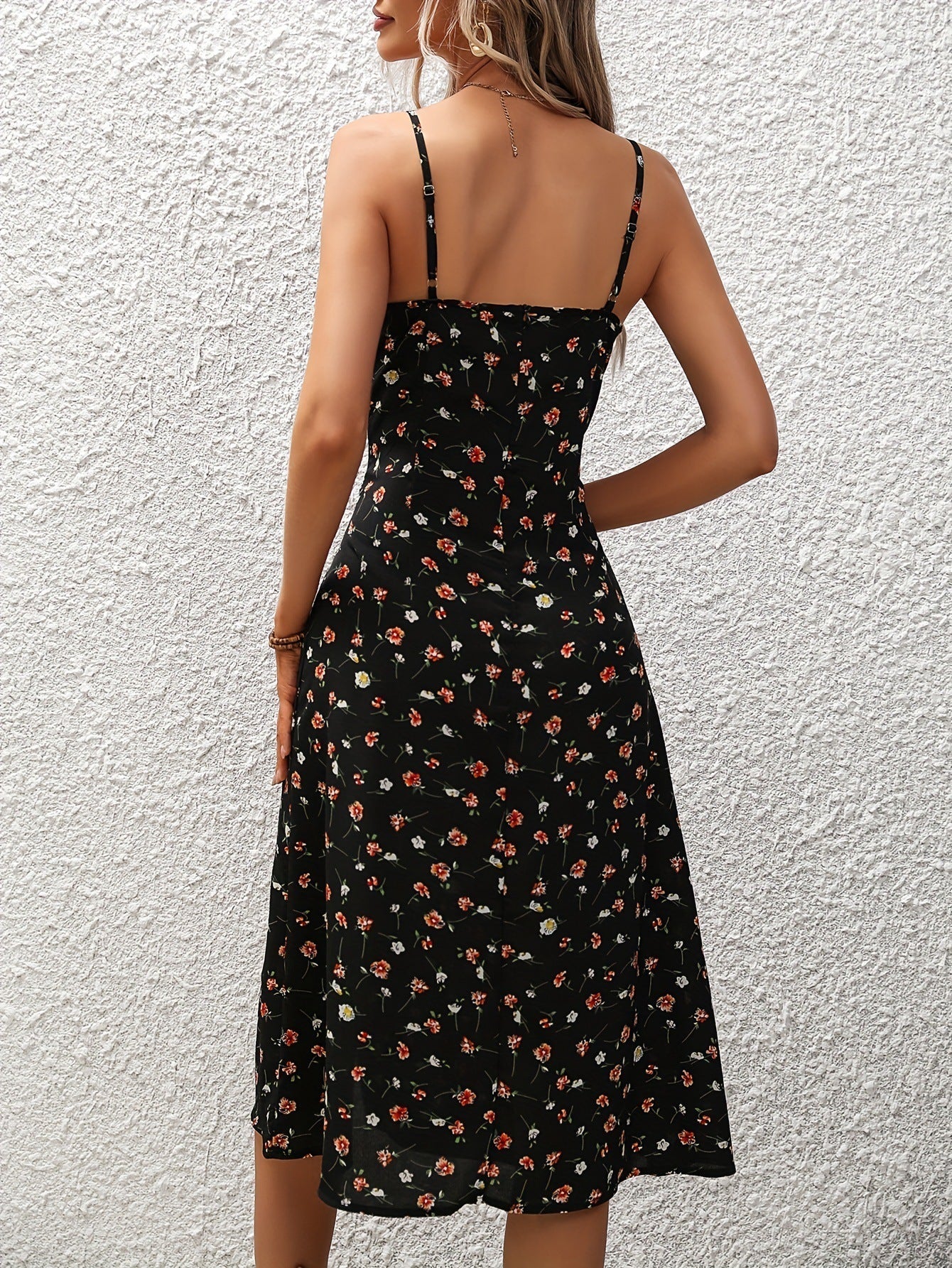 Stilla | Polka Dot Print Stropkjole Med Sexet Slids Til Damer Online salg